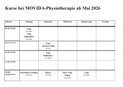 MOVIDA Kursplan Mai 2026